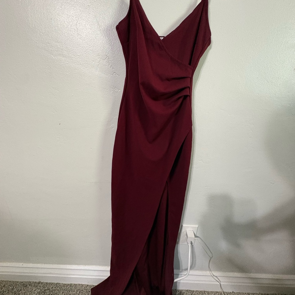 Emerald Sundae One Shoulder Burgundy Dress